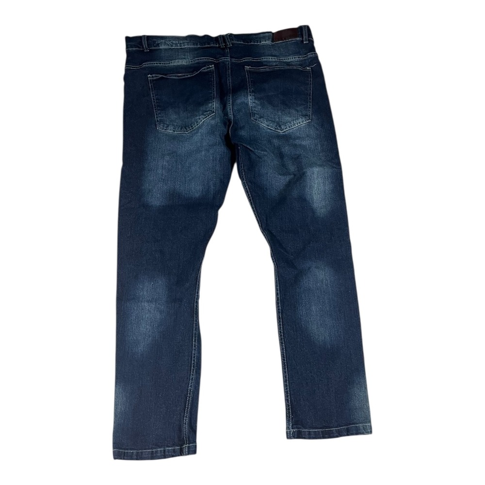 Dash Denim Men's Slim Fit Distressed Ripped Dark Wash Jeans Size 46x32 - Picture 11 of 16